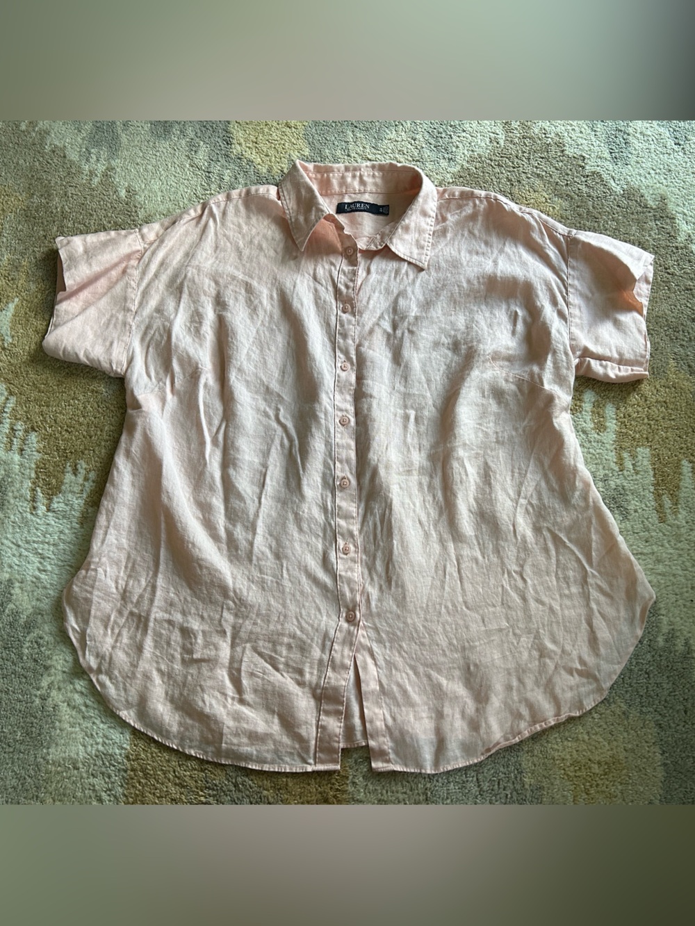 Lauren Ralph Lauren Black Label 100% Linen Blouse Melon Sz 1X
